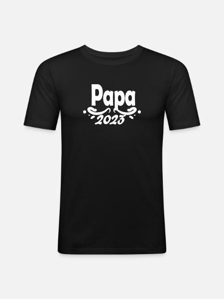 Papa 2023 - Männer Slim Fit T-Shirt - Schwarz