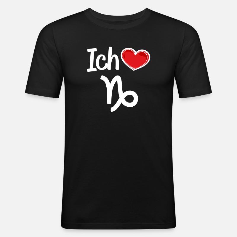 Astrologie Herz Steinbock Statement Horoskop - Männer Slim Fit T-Shirt - Schwarz