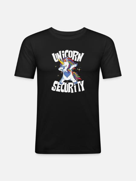 Unicorn security - Männer Slim Fit T-Shirt - Schwarz