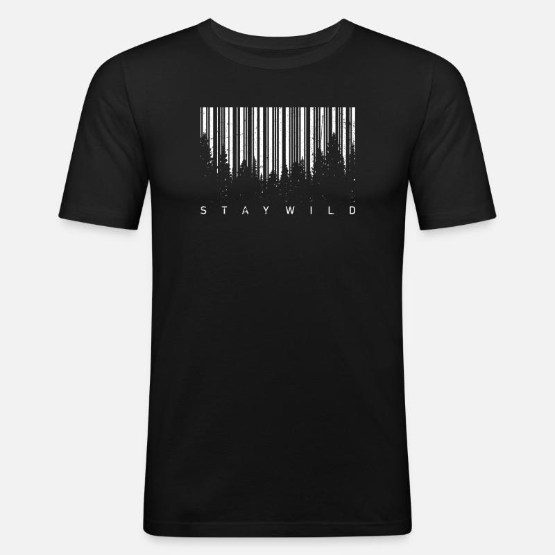 Forest Barcode Silhouette - Men's Slim Fit T-Shirt - black