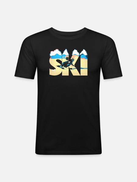 Ski Pop Art Côte - T-shirt près du corps Homme - noir