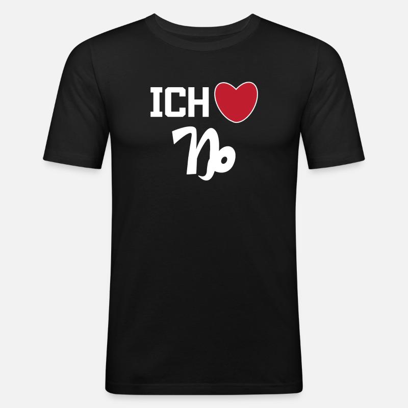Steinbock Herz Statement Horoskop Sternzeichen - Männer Slim Fit T-Shirt - Schwarz