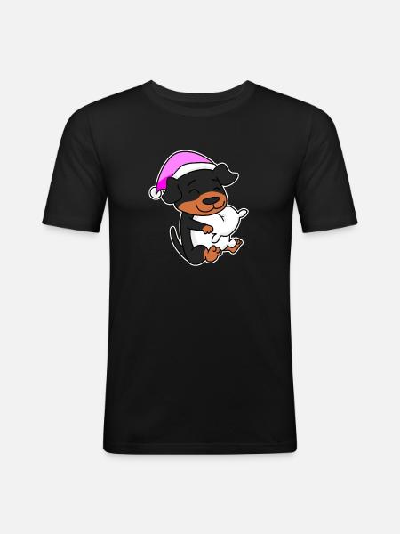 Hund Hunderasse Rottweiler - Männer Slim Fit T-Shirt - Schwarz