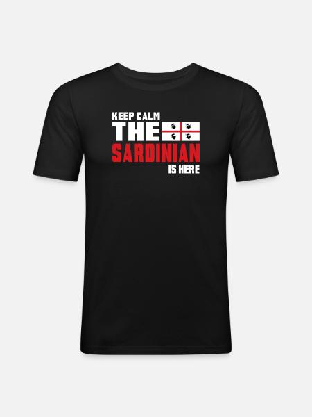 Keep Calm Sardinia flag design - Men's Slim Fit T-Shirt - black
