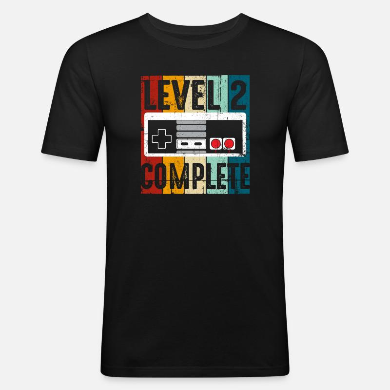 Level 2 Complete Retro Console - Men's Slim Fit T-Shirt - black