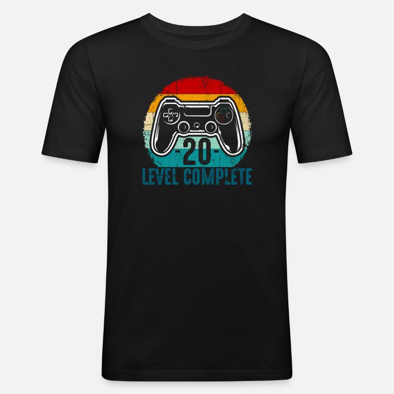 Retro-Controller-Level abgeschlossen - Männer Slim Fit T-Shirt - Schwarz