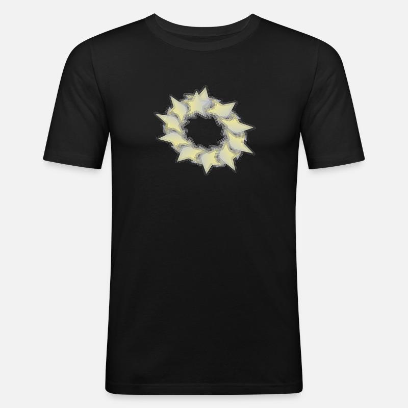 Muster Sternenkreis effect - Männer Slim Fit T-Shirt - Schwarz