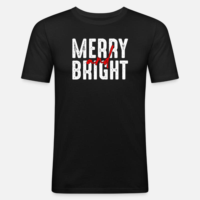 Merry and Bright Christmas Script - Men's Slim Fit T-Shirt - black