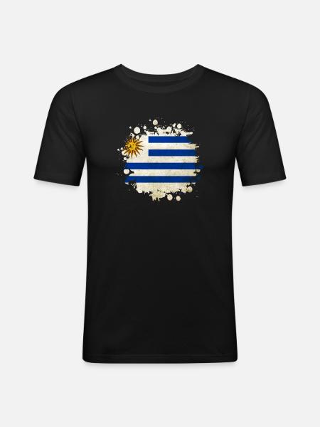 Uruguay Klecks Flag Design - Men's Slim Fit T-Shirt - black