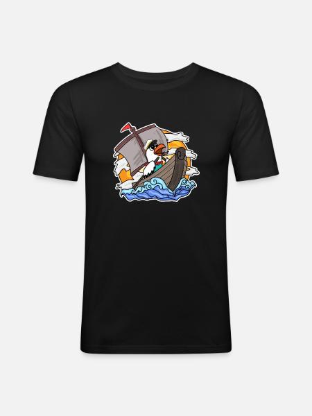 Seagull in the boat - Men's Slim Fit T-Shirt - black