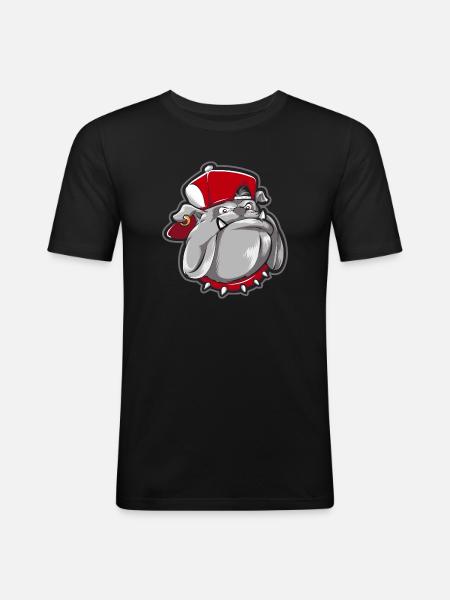 Bulldog Maskottchen Straßengrunge - Männer Slim Fit T-Shirt - Schwarz