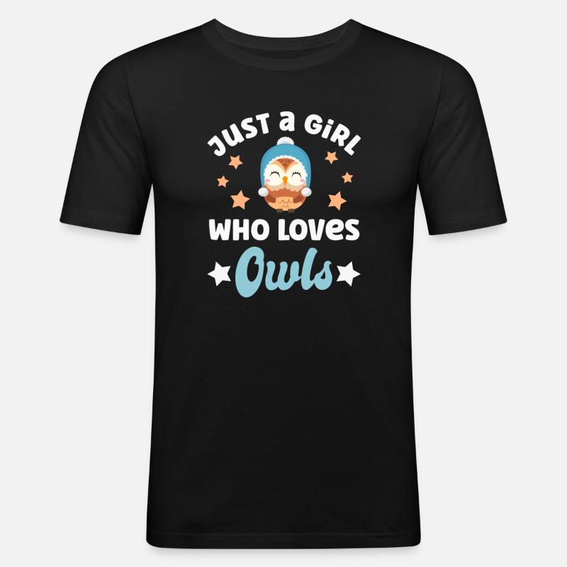 Eule Eulen - Männer Slim Fit T-Shirt - Schwarz