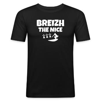 Brittany, Celtic, Breizh, surf, surf fan - Men's Slim Fit T-Shirt - black - Front - Nik (191cm)