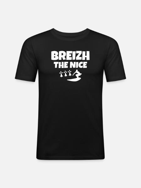 Brittany, Celtic, Breizh, surf, surf fan - Men's Slim Fit T-Shirt - black