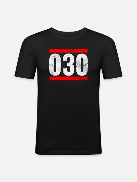 030 - Männer Slim Fit T-Shirt - Schwarz