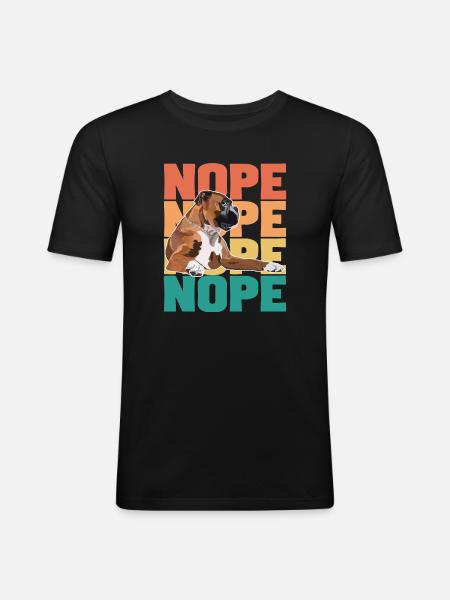 Boxer Dog Nope - Men's Slim Fit T-Shirt - black