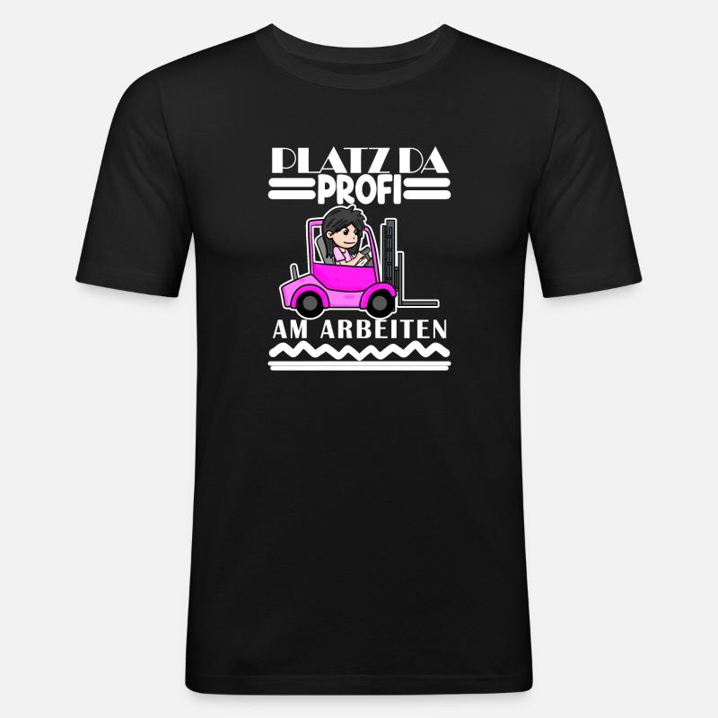Staplerfahrerin Gabelstapler Lager Logistik Damen - Männer Slim Fit T-Shirt - Schwarz