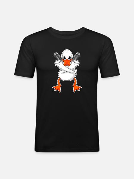 Duck with pistol - Men's Slim Fit T-Shirt - black