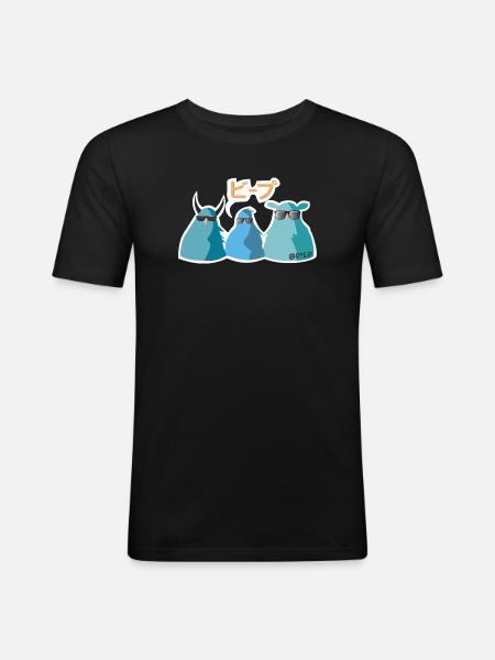 Japan Birds - Männer Slim Fit T-Shirt - Schwarz