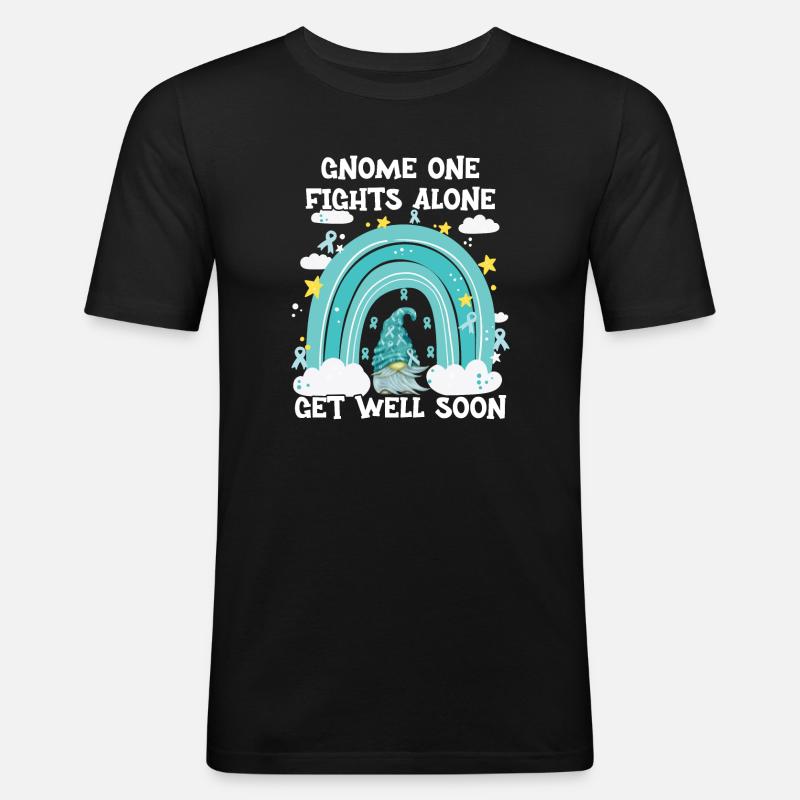 Gnome One Fights Alone Gebärmutterkrebs - Männer Slim Fit T-Shirt - Schwarz