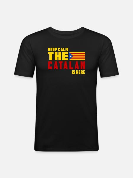 Keep Calm Catalonia flag design - Men's Slim Fit T-Shirt - black