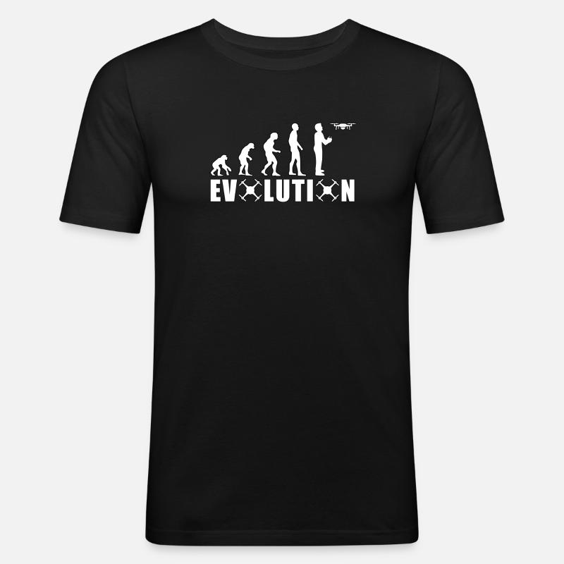 EVOLUTION DROHNE Geschenk Bodenpilot Fliegen - Männer Slim Fit T-Shirt - Schwarz