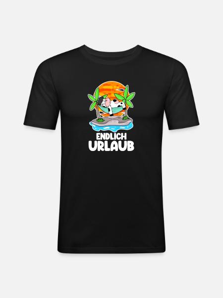 Urlaub - Männer Slim Fit T-Shirt - Schwarz