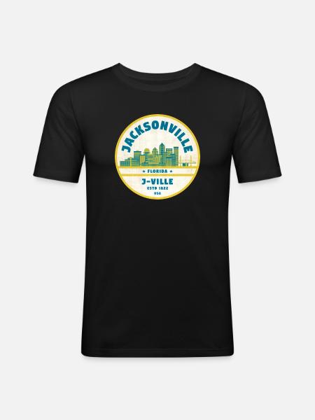 Jacksonville Skyline Crest - Männer Slim Fit T-Shirt - Schwarz