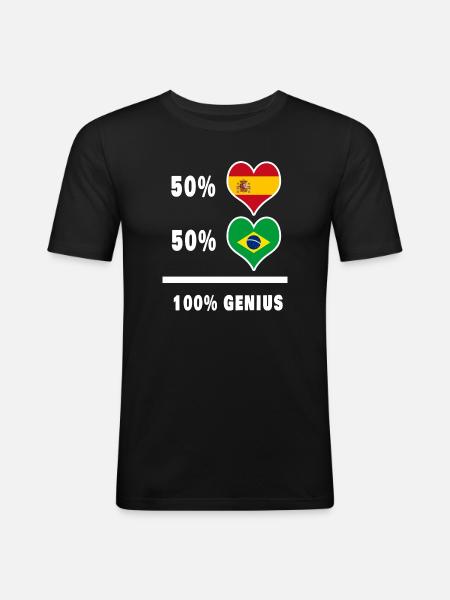 Brazil and Spain genius / gift - Men's Slim Fit T-Shirt - black