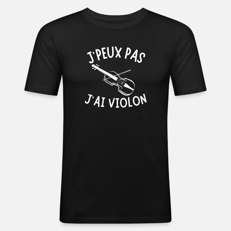 violon, violoncelle, jouer du violon - T-shirt près du corps Homme - noir
