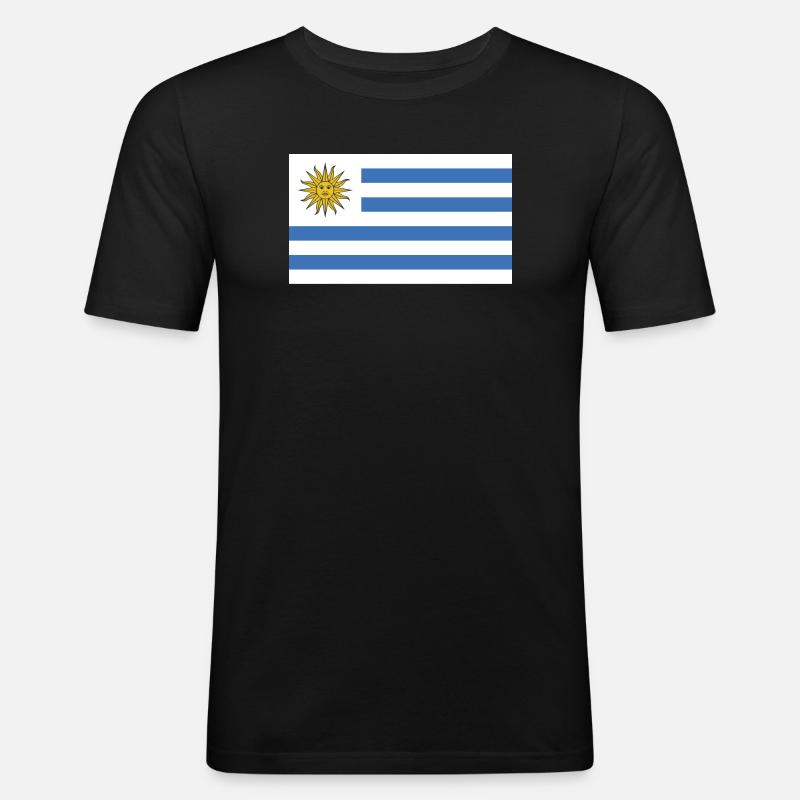 Uruguay Flagge - Männer Slim Fit T-Shirt - Schwarz