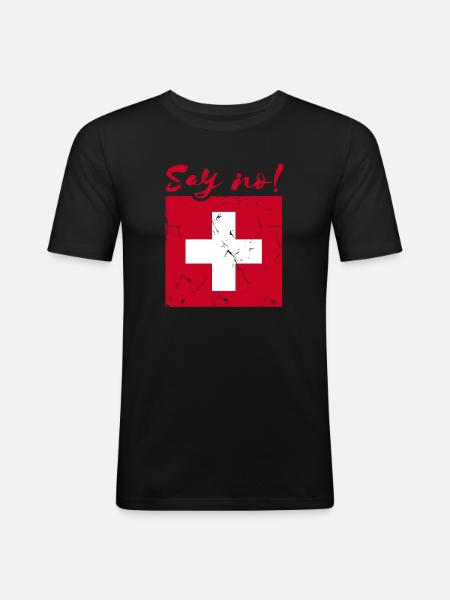 Dites non Suisse - T-shirt près du corps Homme - noir