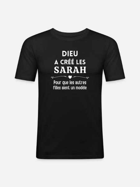 Sarah, prénom Sarah, anniversaire Sarah - T-shirt près du corps Homme - noir