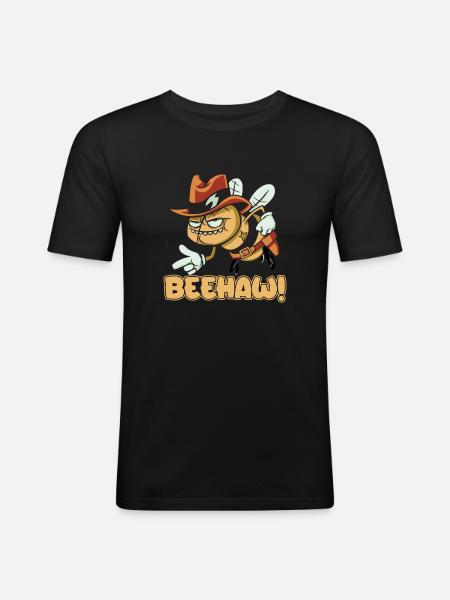 Beehaw bee with cowboy hat Yeehaw - Men's Slim Fit T-Shirt - black