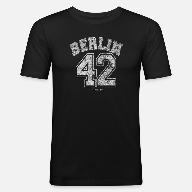 Berlin 42 Tempelhof - Männer Slim Fit T-Shirt - Schwarz