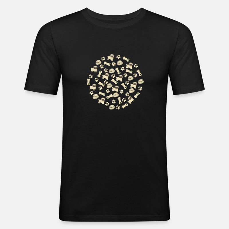 Pug Pattern - Pug Lovers Apparel - Männer Slim Fit T-Shirt - Schwarz