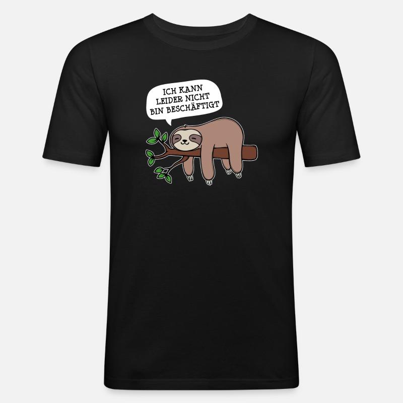 Faul Tier Statement Schlafen Müde Faultier - Männer Slim Fit T-Shirt - Schwarz