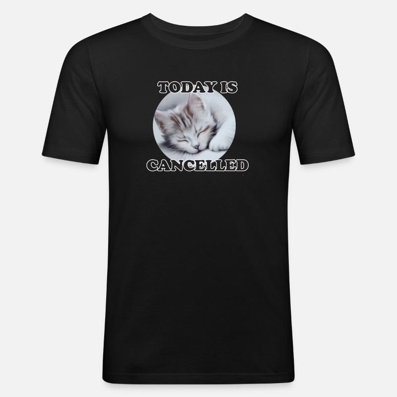 sleeping cat - Männer Slim Fit T-Shirt - Schwarz