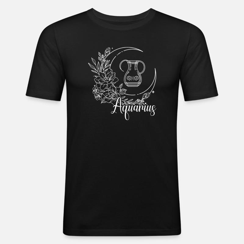 Wassermann Mond Blumengefäß - Männer Slim Fit T-Shirt - Schwarz