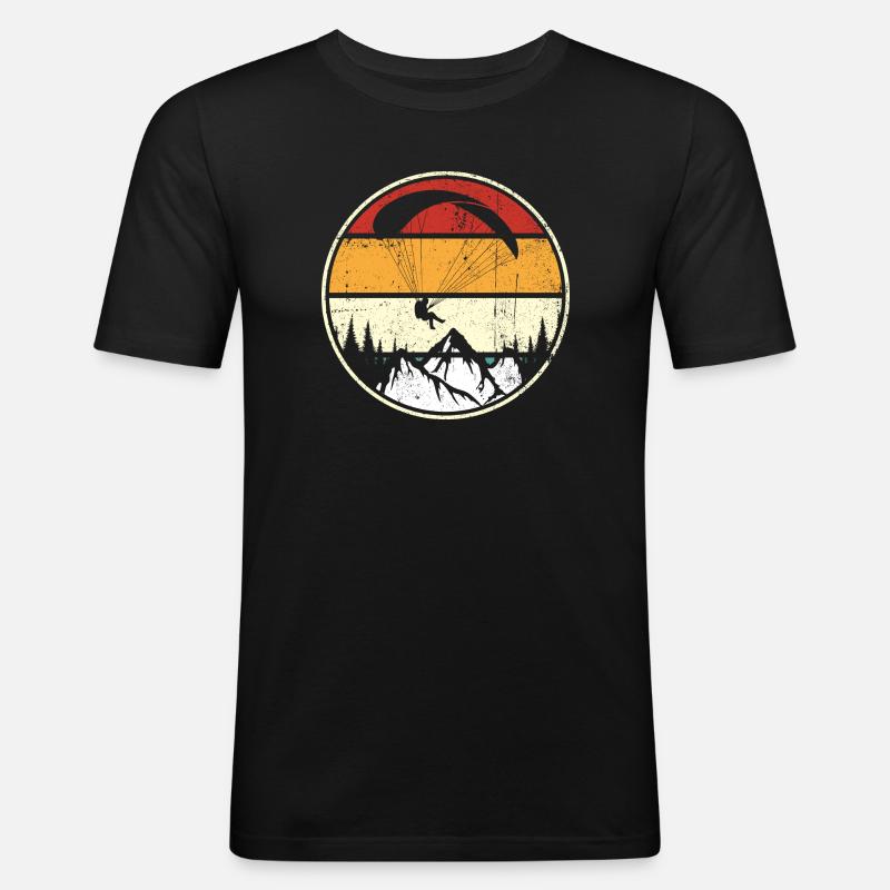Sunset Peaks Eagle Circle - Männer Slim Fit T-Shirt - Schwarz