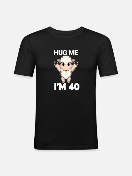 40 ans - 40 ans - câlin - T-shirt près du corps Homme - noir