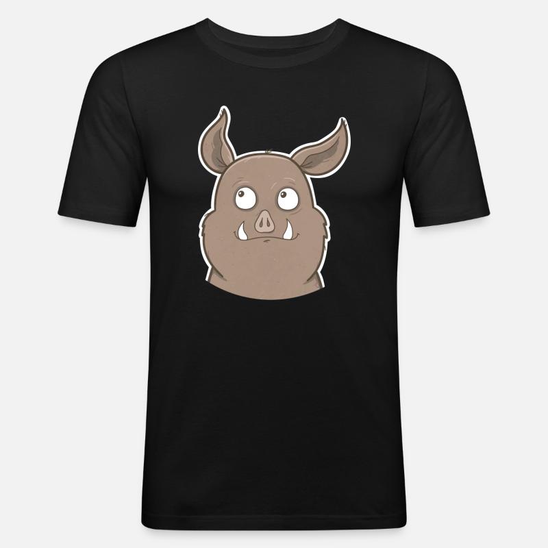 Wildschwein - Männer Slim Fit T-Shirt - Schwarz