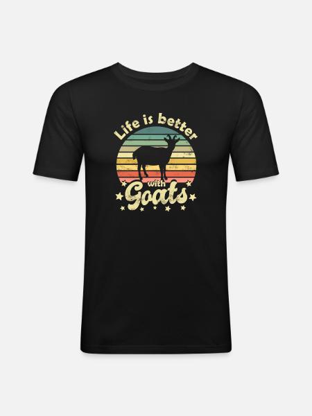 Chèvres - T-shirt près du corps Homme - noir