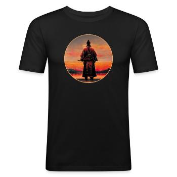 Samurai-Krieger - Männer Slim Fit T-Shirt - Schwarz - Vorne - Nik (191cm)