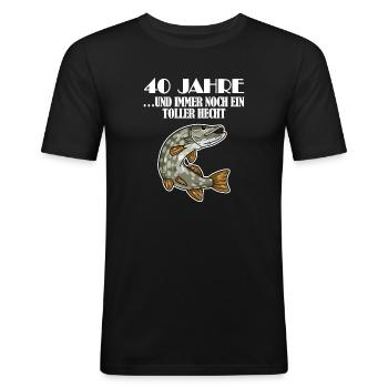 40. Geburtstag Angler Lustiger Spruch - 40 Jahre - Männer Slim Fit T-Shirt - Schwarz - Vorne - Nik (191cm)