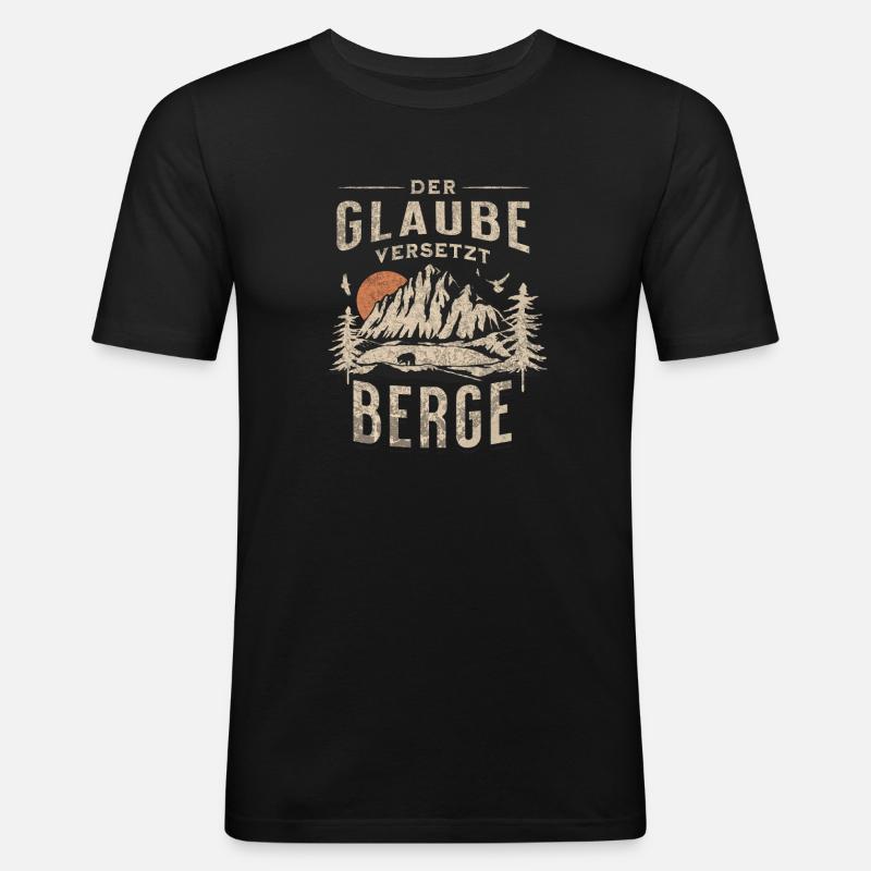 Glaube Versetzt Berge Landschaft - Männer Slim Fit T-Shirt - Schwarz