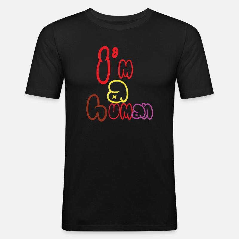 Ich bin ein Mensch - Männer Slim Fit T-Shirt - Schwarz