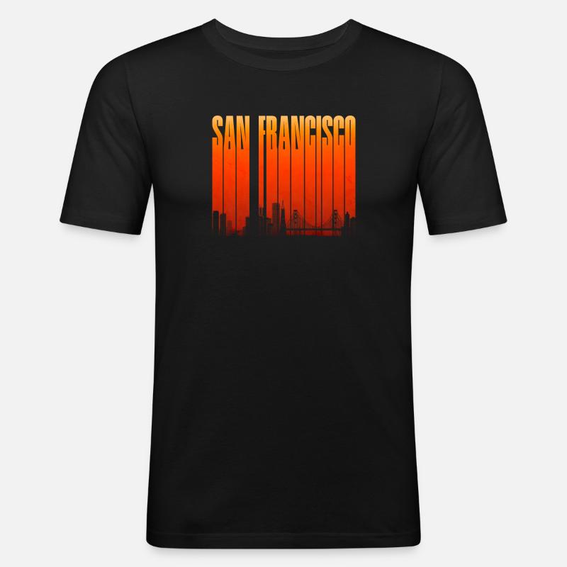 San Francisco Skyline Gradient - Männer Slim Fit T-Shirt - Schwarz