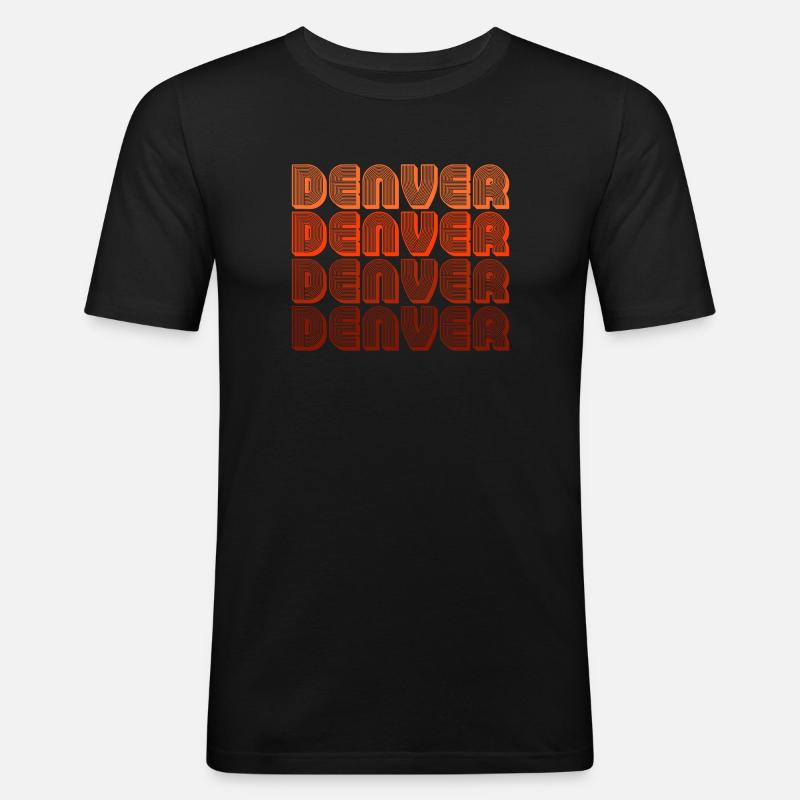 Denver Gradient Retro Muster - Männer Slim Fit T-Shirt - Schwarz