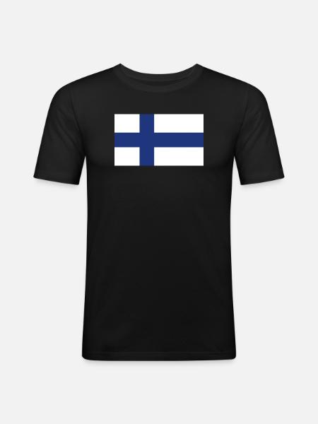 Finland National Flag - Men's Slim Fit T-Shirt - black